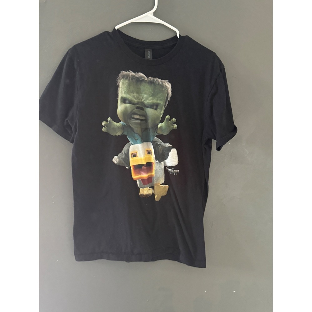 Gildan Minecraft Movie Steve Hulk Chicken‎ Graphic T-Shirt Mens Medium Black